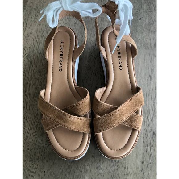 Lucky Brand Suede Platform Espadrille Sandals - 8M - Picture 1 of 8